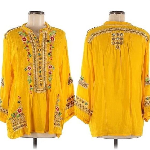 Johnny Was Embroidered Long Sleeve Blouse - Picture 1 of 8